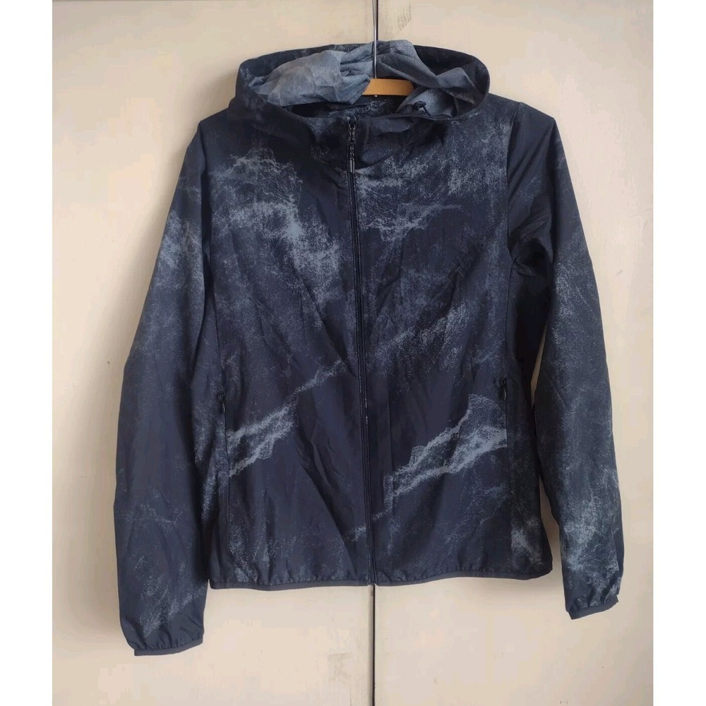 Uniqlo Peter Saville Datalife Design Windbreaker Jacket Black Grey Full Zip Sz S